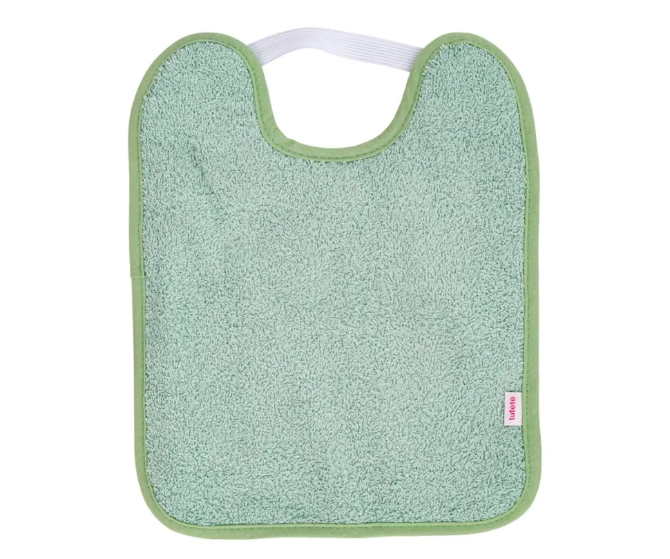 Babero Toalla Plastificado con Goma Verde · Tutete