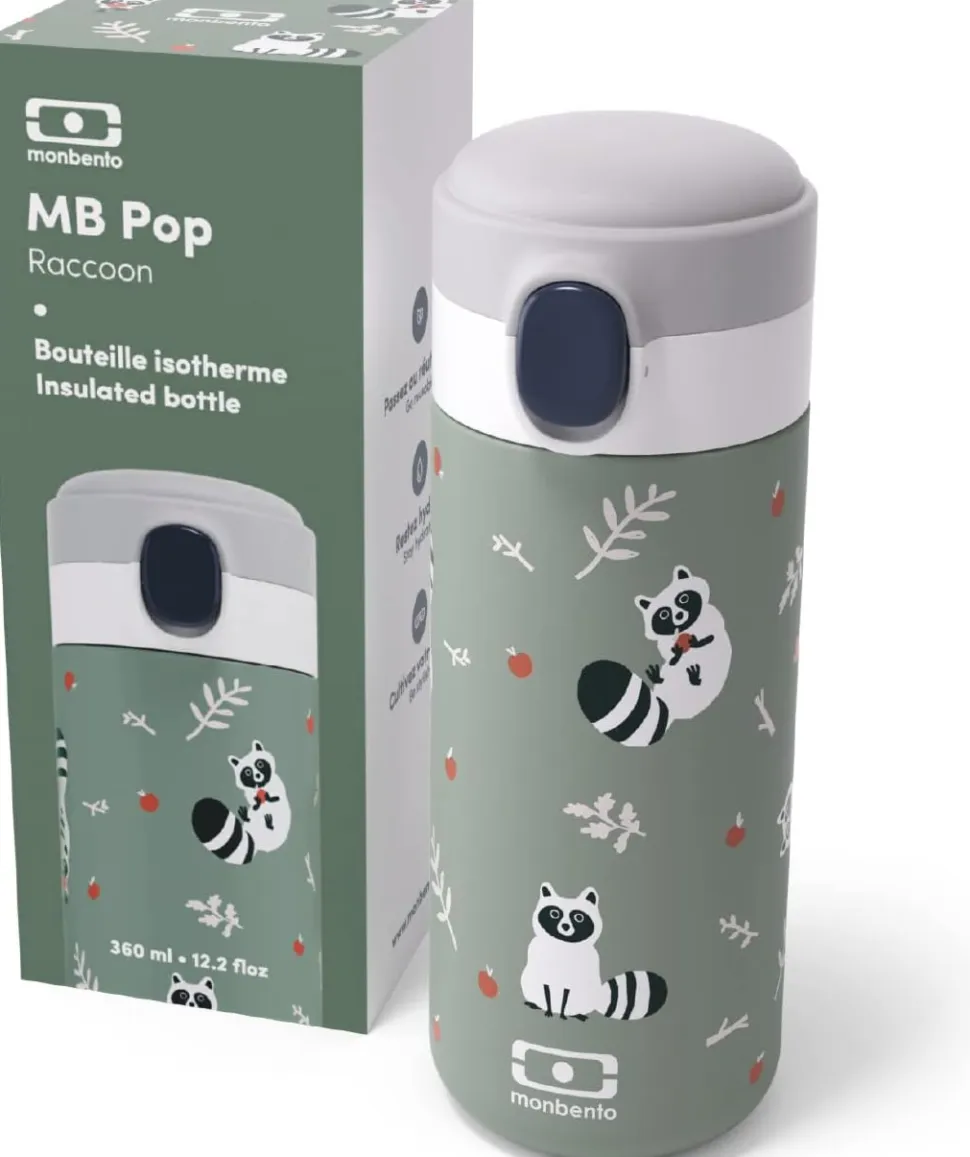 Botella de Acero Térmica Pop Mapache · Monbento