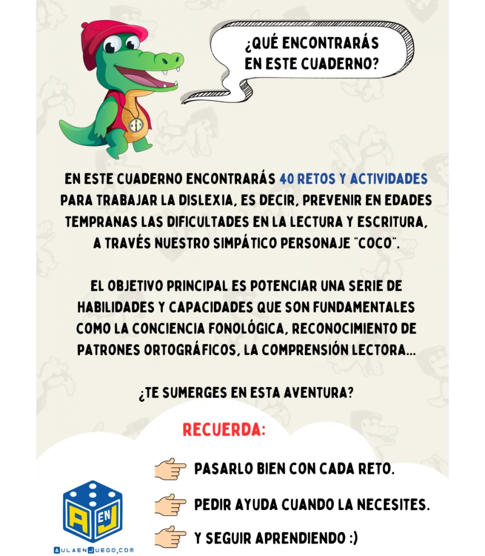 Cuaderno de dislexia lectoescritura · Aula en Juego