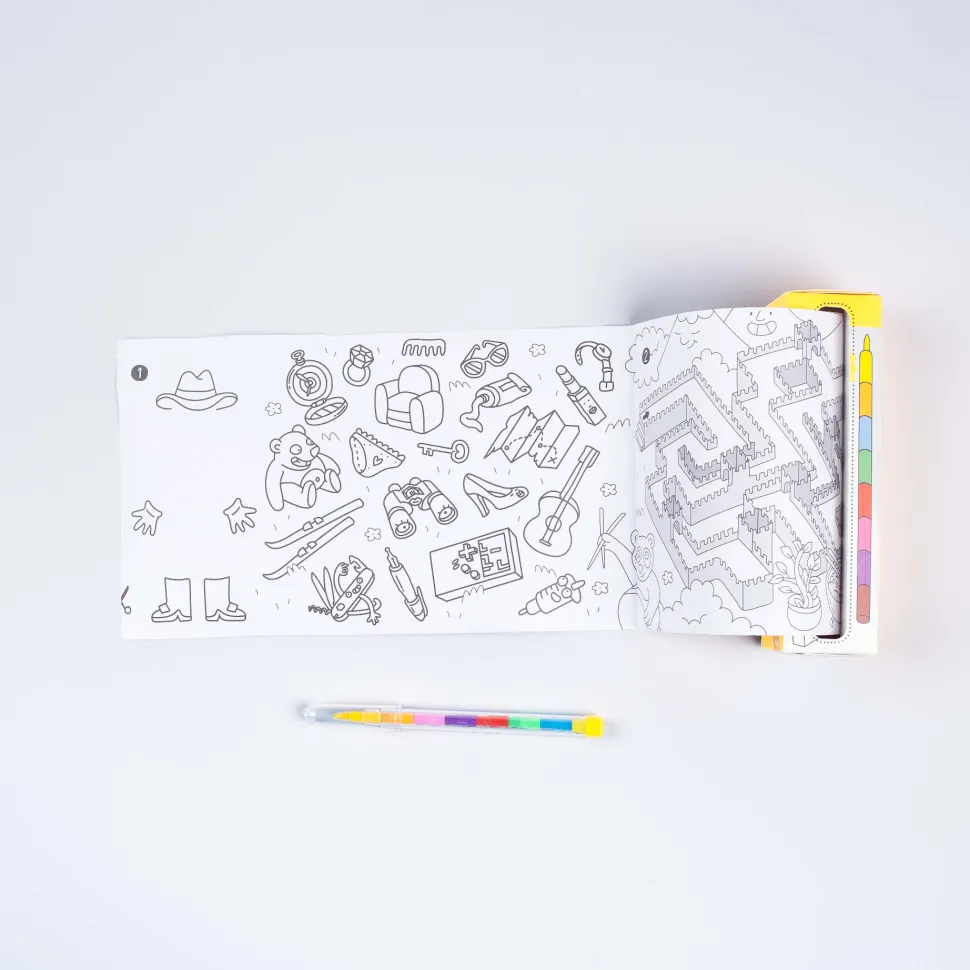 Juego de bolsillo para colorear Atlas+8 pinturas · OMY