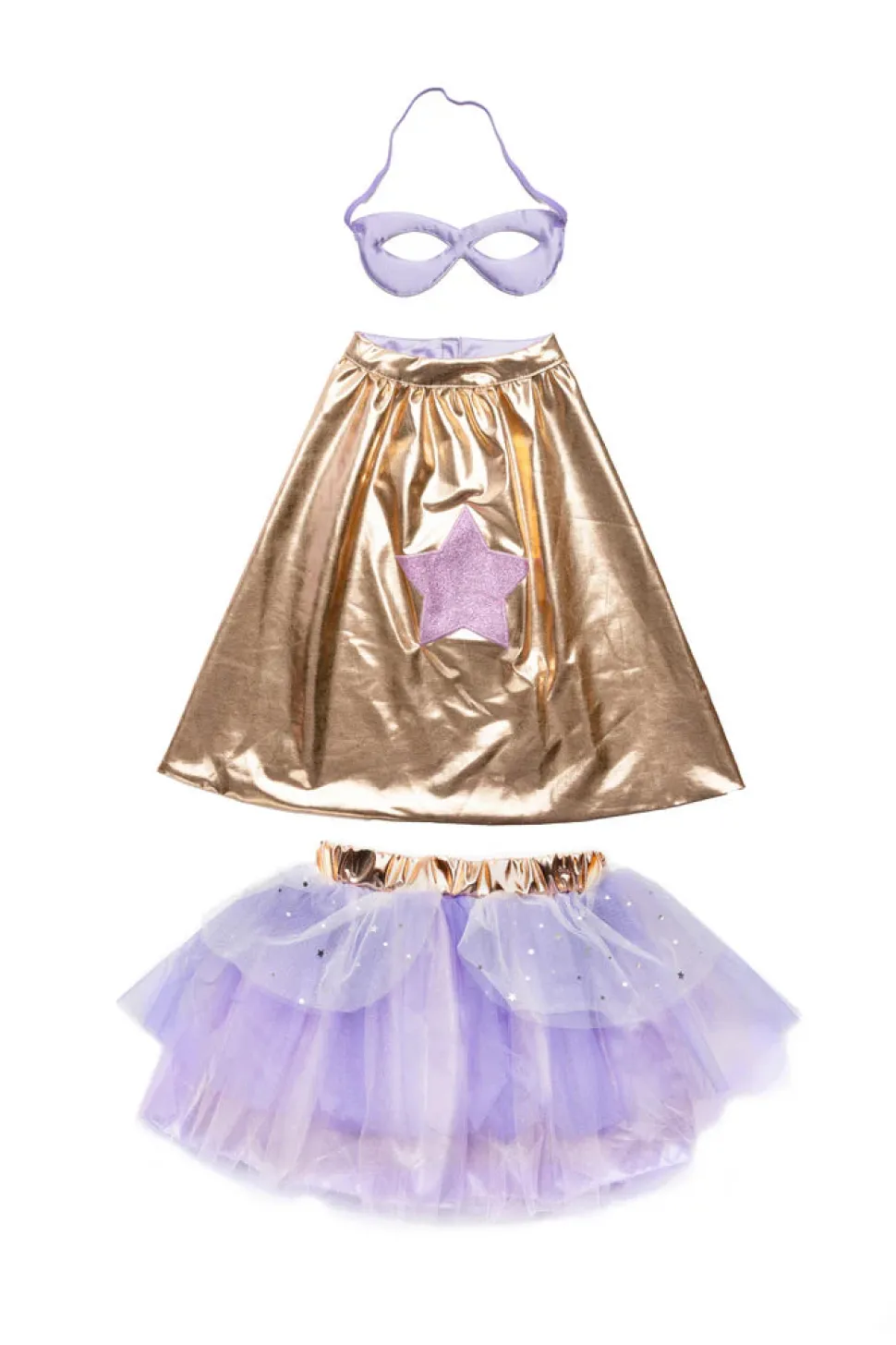 Metallic Rose Gold/Lilac Super Duper Tutú, capa y máscara · Great Pretenders 4-6 años