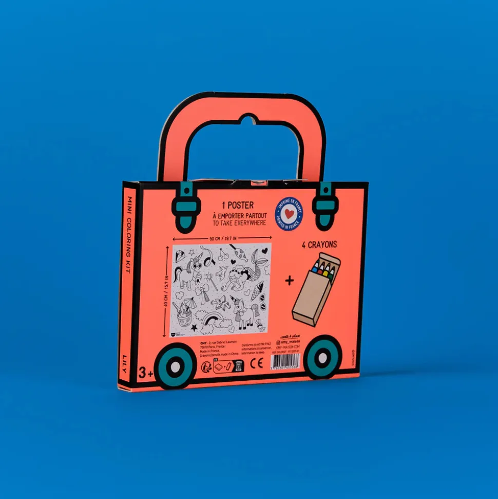 Mini Pocket Unicornio para colorear + 4 lápices · OMY