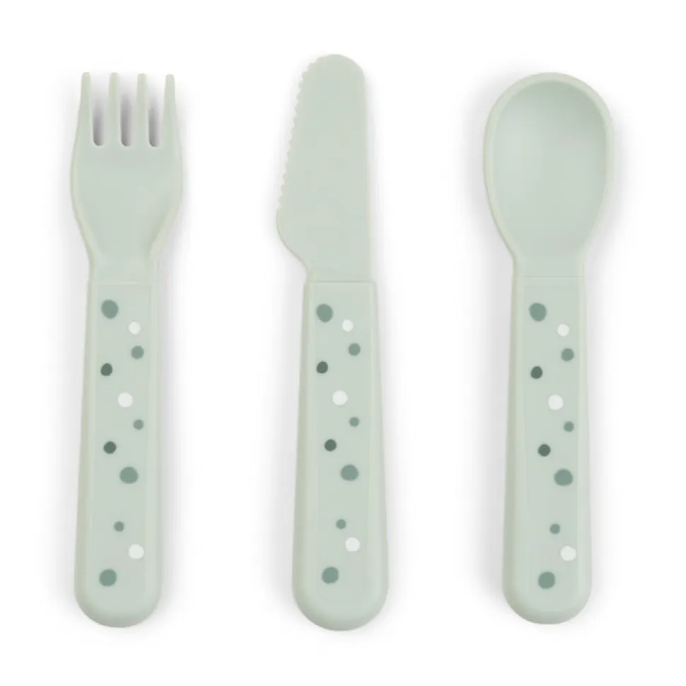 Set cubiertos Happy Dots Green · Done by Deer