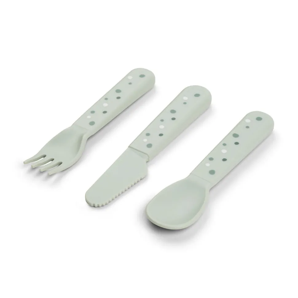Set cubiertos Happy Dots Green · Done by Deer