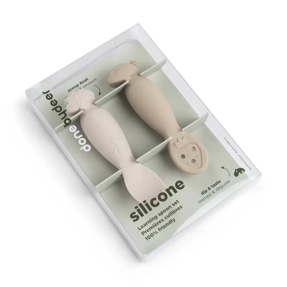 Set 2 cucharas aprendizaje silicona Tiny farm Sand · Done by Deer