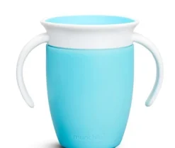 Vaso Antiderrame con Asa Miracle 360º Azul pastel · Munchkin