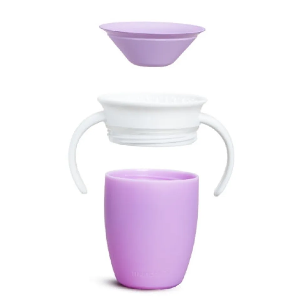 Vaso Antiderrame con Asa y Tapa - Miracle 360º Lila · Munchkin