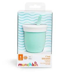 Vaso con pajita C'est Silicona 120ml. Mint · Munchkin