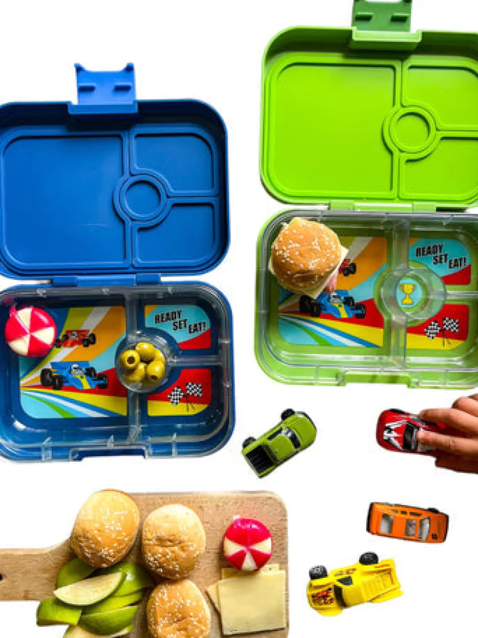Yumbox Panino 4 compartimentos Green Matcha Race Cars